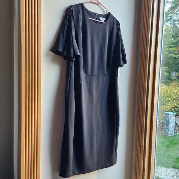 Calvin Klein Dresses & Skirts - NWT Calvin Klein Black Flutter Sleeve Sheath Dress Size 18W